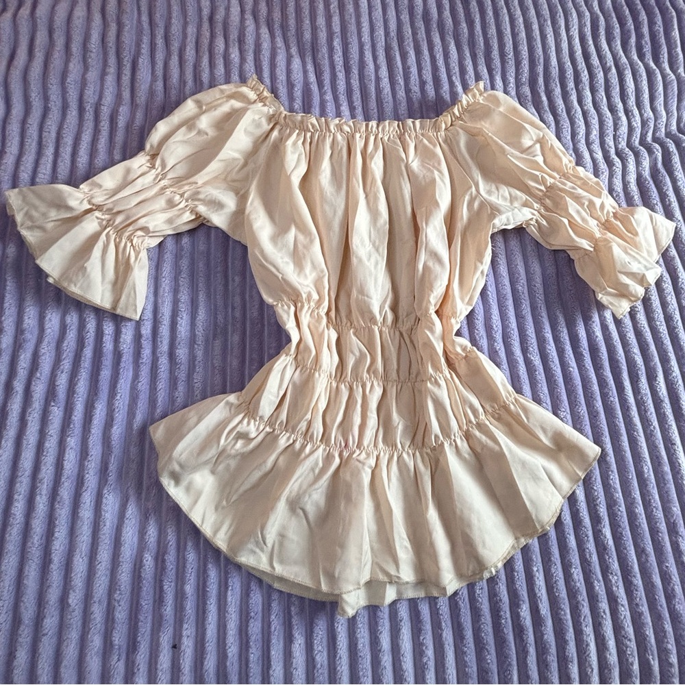 Cream Off-Shoulder Peasant Blouse